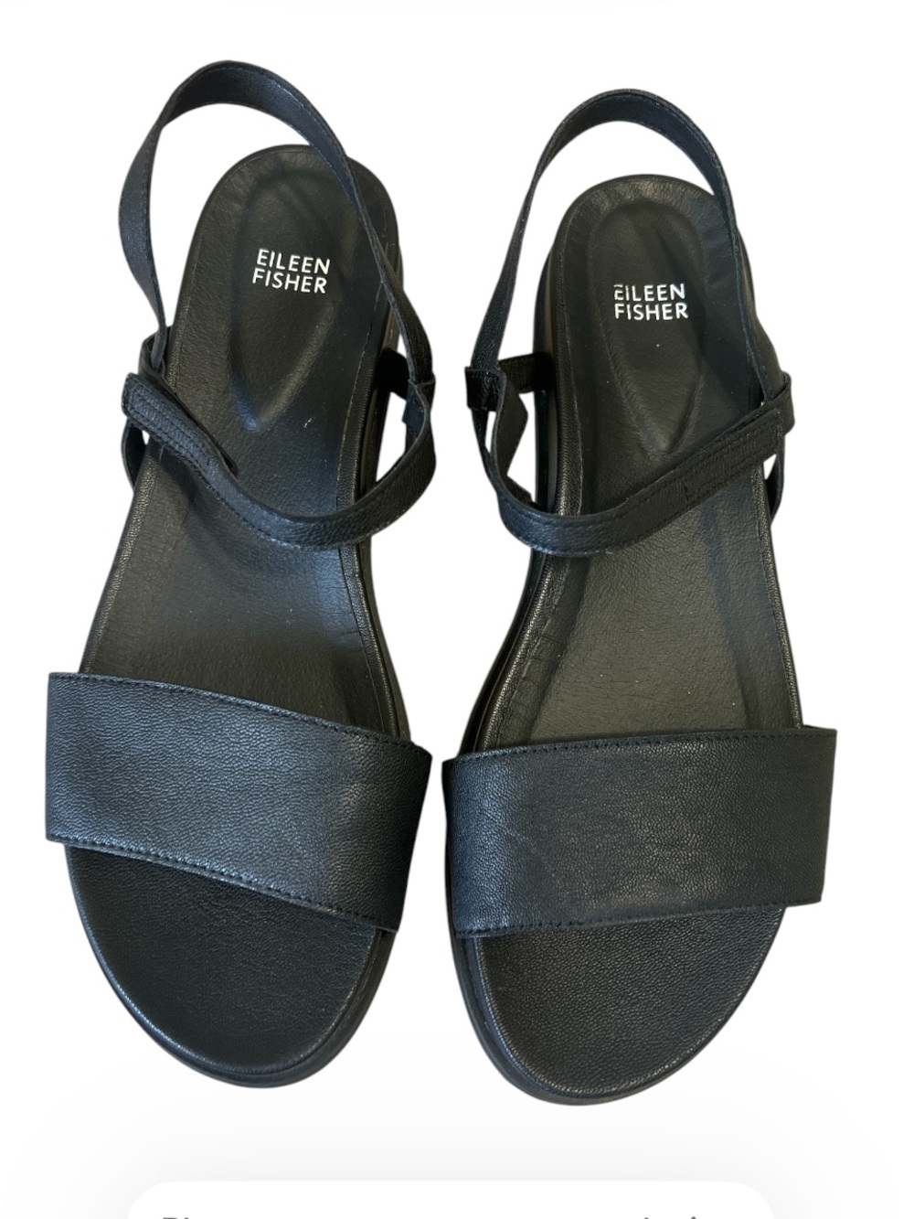 Eileen Fisher Black Demo Leather Ankle-Strap Sandal - Picture 2 of 8